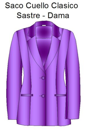 patrones para coser sacos con cuello clasico sastre lila.
